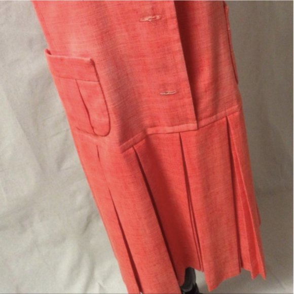 Vtg. 1960’s Howard Wolf Orange Dropwaist Dress - Picture 3 of 6